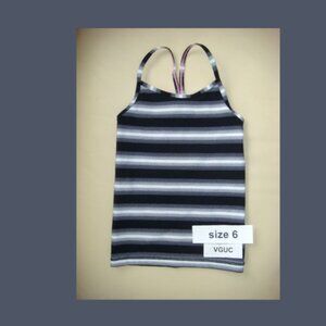 Ivivva Girl by Lululemon 🍋 Tumblin Power Y Tank black white stripes size 6